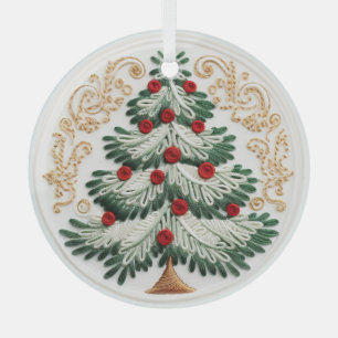 Ornement En Verre Arbre de Noël brodé en 3D