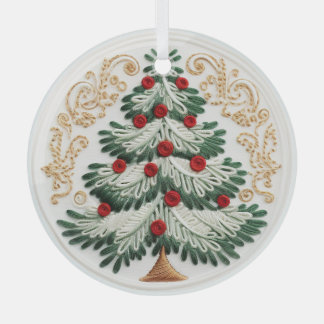 Ornement En Verre Arbre de Noël brodé en 3D