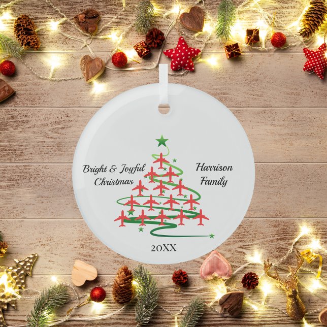 Ornement En Verre Arbre de Noël des plans rouges, Aviation, Simple (Créateur téléchargé)