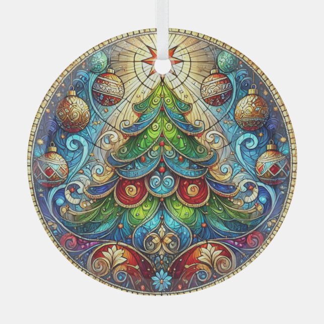 Ornement En Verre Arbre de Noël en verre tendu (Recto)