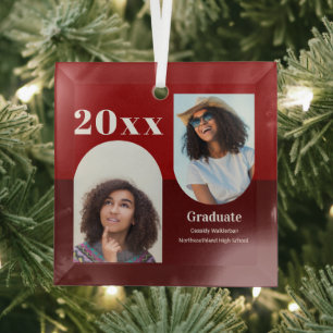 Ornement En Verre Arch Red Photo Graduation