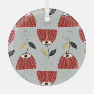 Ornement En Verre Arrangement floral blanc rouge