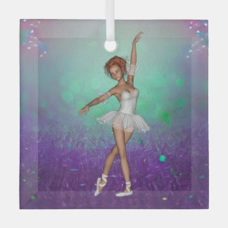 Ornement En Verre Arrière - plan peint vert & violet & Ballerina