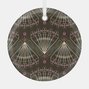 Ornement En Verre Art déco antique, motif géométrique