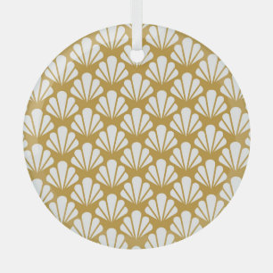 Ornement En Verre Art Déco, motif aux motifs géométriques et fleuris