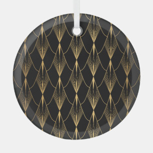 Ornement En Verre Art Déco : Noir Or sans couture luxe