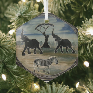 Ornement En Verre Art Eléphant Africain