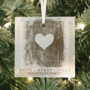 Ornement En Verre Art Golden Heart Dessin Famille Noël