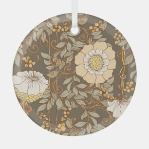 Ornement En Verre Art Nouveau : Vintage Floral Décoratif.