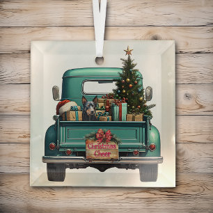 Ornement En Verre Australie Kelpie Chien Retro Truck Noël