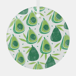Ornement En Verre Avocado, timbre texturé, motif transparent.