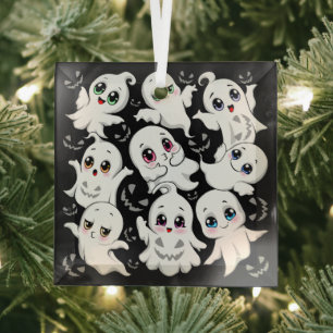 Ornement En Verre Baby Ghosts Éffrayant mignon Halloween humeur