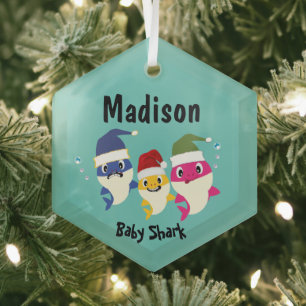 Ornement En Verre Baby Shark Festive Noël fantastique