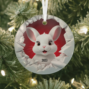 Ornement En Verre Baby Whit Rabbit Noël