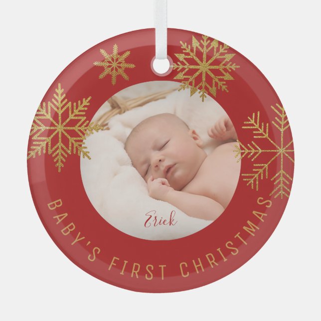 Ornement En Verre Babys First Christmas Photo Don (Recto)