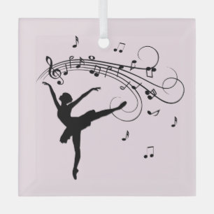 Ornement En Verre Ballerina Danse avec Musique rose