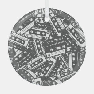 Ornement En Verre Bande de cassette : Motif Vintage monochrome