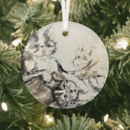 Ornement En Verre Barn Chats par Hevener