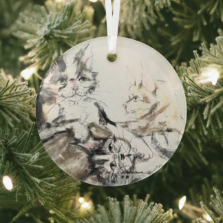 Ornement En Verre Barn Chats par Hevener