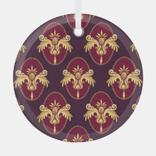 Ornement En Verre Baroque Gold Sconce Magenta Motif