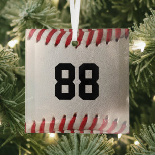 Ornement En Verre Baseball avec numéro personnalisable