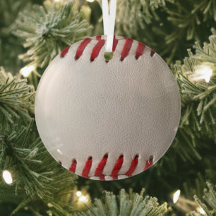 Ornement En Verre Baseball et Softball Classiques Couture Rouge