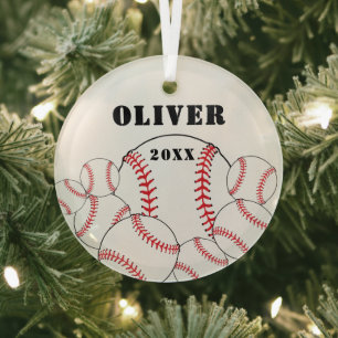Ornement En Verre Baseball Sport Enfants Souvenir Noël