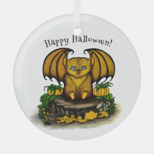 Ornement En Verre Bat d'Halloween mignonne