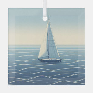 Ornement En Verre Bateau à voile en haute mer