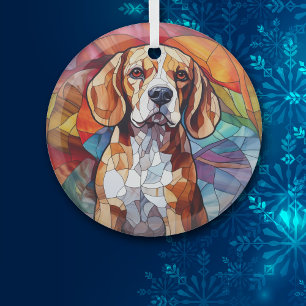 Ornement En Verre Beagle Mosaic Hound Chien Tiré