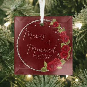 Ornement En Verre Beau Notre premier Noël en mariage