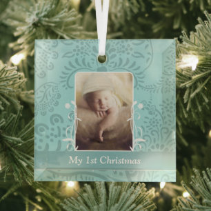 Ornement En Verre Bébé Aqua Tiny Tee Ornament Photo