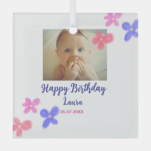 Ornement En Verre Bébé enfants 1er anniversaire ajouter le nom date
