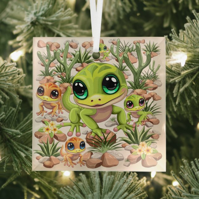 Ornement En Verre Bébé Geckos jote personnages de dessin (Insitu)