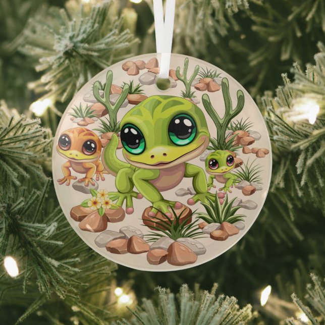 Ornement En Verre Bébé Geckos jote personnages de dessin (Insitu)