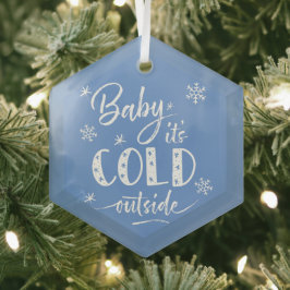 Ornement En Verre Bébé Il fait froid dehors Bleu