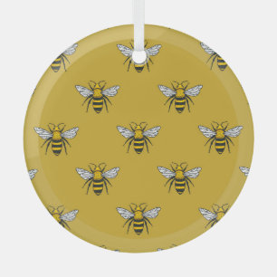 Ornement En Verre Bee Haven : Motif jaune Vintage