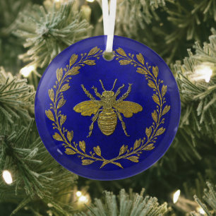 Ornement En Verre Bee miel et couronne