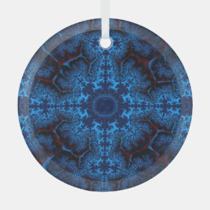 Ornement En Verre Belle fractale abstraite bleue dentelleuse attrape
