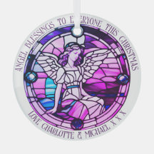 Bénédiction de Noël Ange Vitrail violet