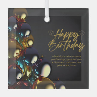 Ornement En Verre Bénédictions d'anniversaire élégantes