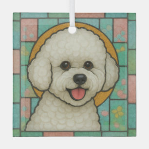 Ornement En Verre Bichon Frise Chien "Verre Tiré"