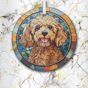 Ornement En Verre Bleu Apricot Poodé chien d'Apricot