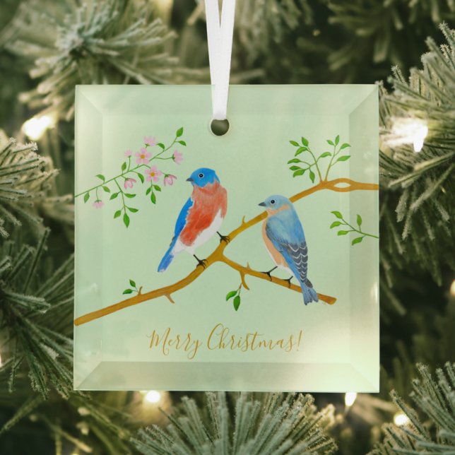 Ornement En Verre Bluebirds (Insitu)