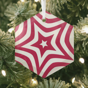 Ornement En Verre Bold & Bright Red & White Star dans un Motif vecto