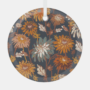 Ornement En Verre Bold Dahlia Chrysanthemum Motif chinois