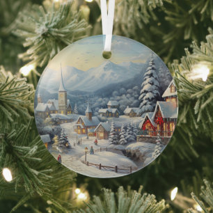 Ornement En Verre Bonhomme de neige vintage