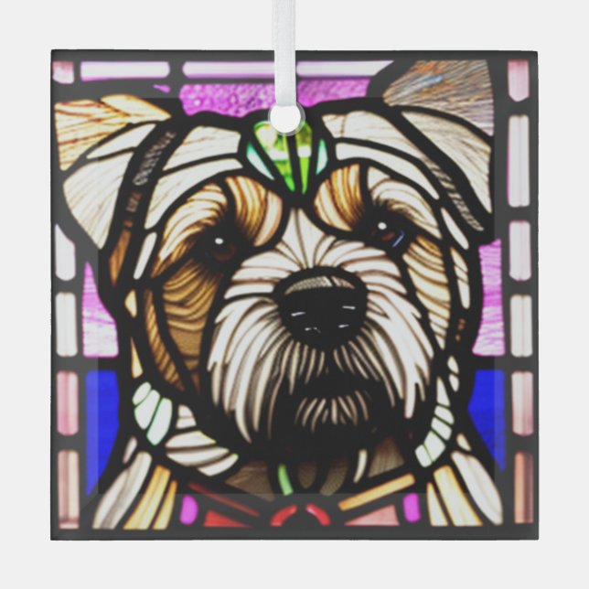 Ornement En Verre Bordure Terrier "Verre tendu" (Recto)
