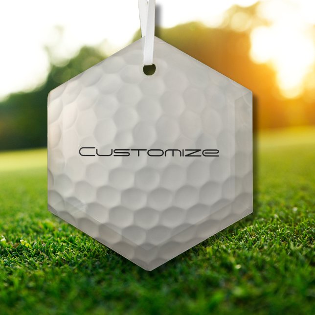 Ornement En Verre Boule de golf avec texte personnalisé (Créateur téléchargé)