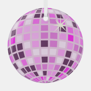 Ornement En Verre Boule Disco Rose Moderne